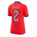 Engeland Kyle Walker #2 Voetbalkleding Uitshirt Dames WK 2022 Korte Mouwen